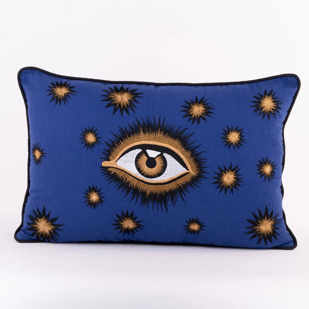 Les Ottomans Eye hand-embroidered cotton cushion EYBC05