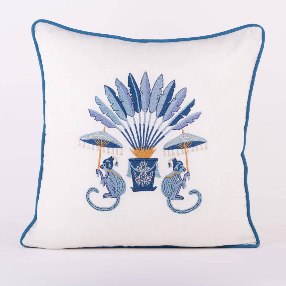Les Ottomans Hand-embroidered cotton cushion EBC14b