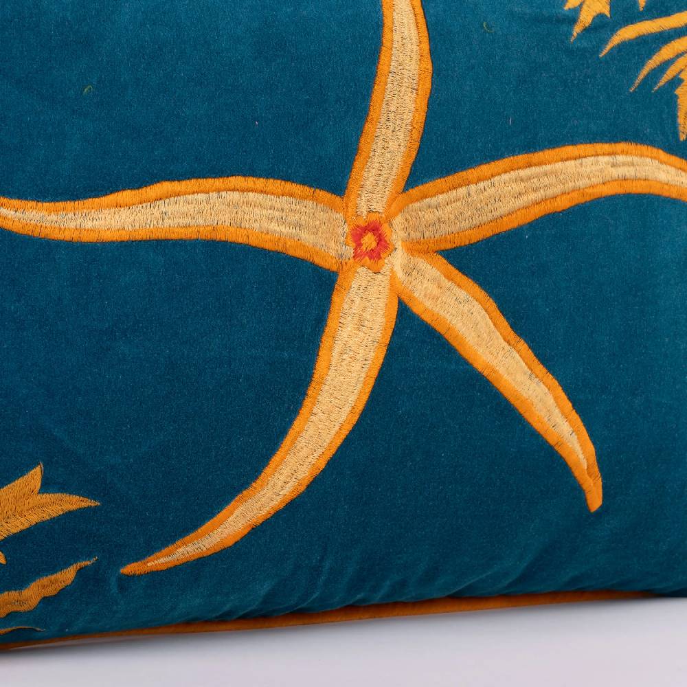 Les Ottomans Hand-embroidered Cotton Velvet Cushion EBC14