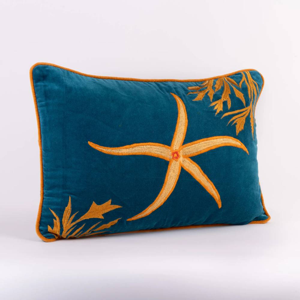Les Ottomans Hand-embroidered cotton velvet cushion EBC14