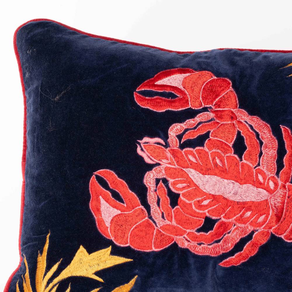 Les Ottomans Hand-embroidered Cotton Velvet Cushion EBC17