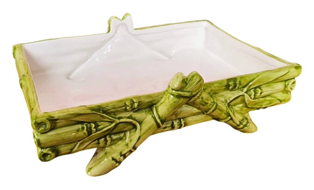 Les Ottomans Handpainted bamboo ceramic basket MAR79