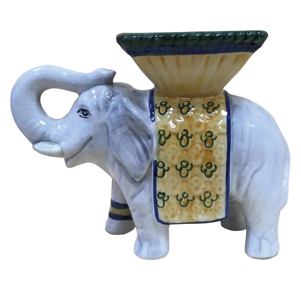 Les Ottomans Handpainted elephant ceramic candleholder MAR09