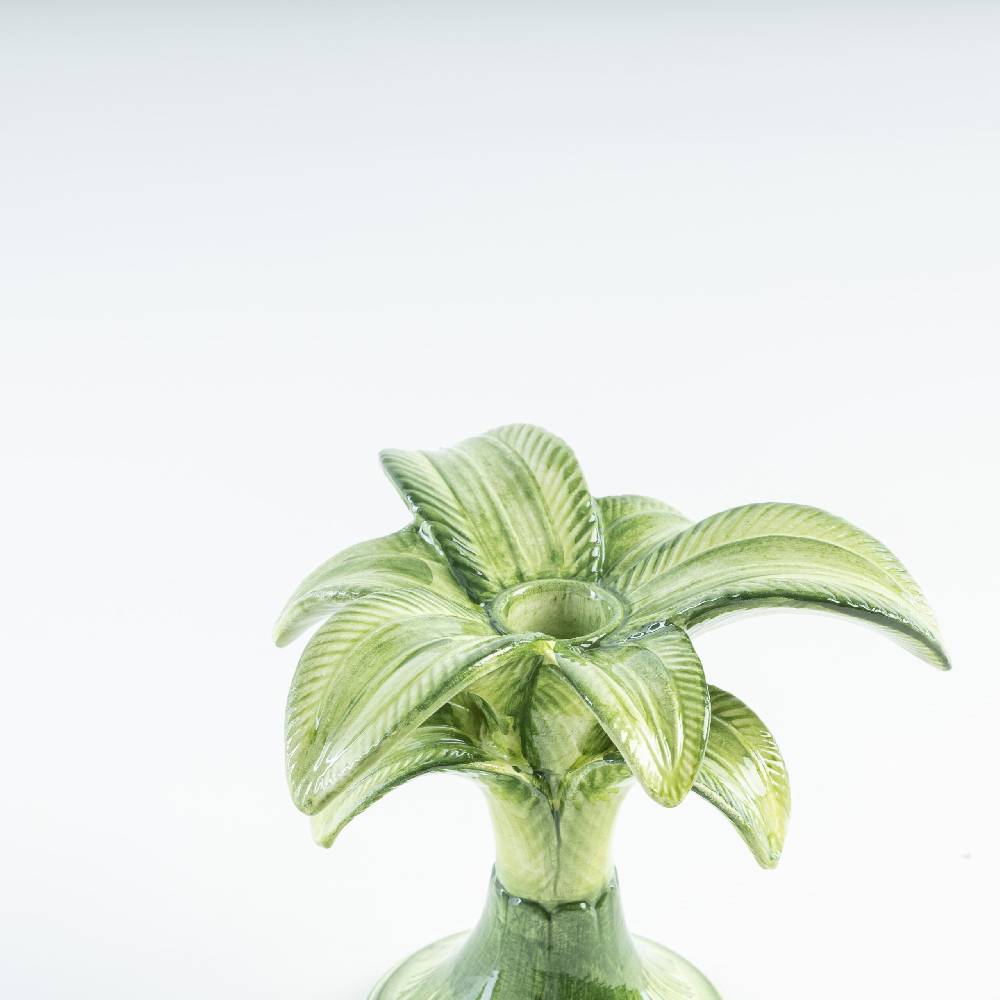 Les Ottomans Handpainted Palm Ceramic Candleholder MAR06