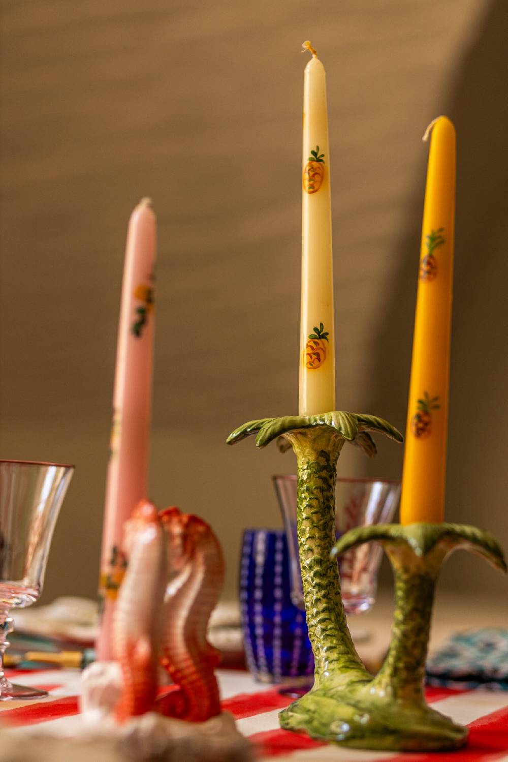 Les Ottomans Handpainted Palm Ceramic Candleholder MAR80