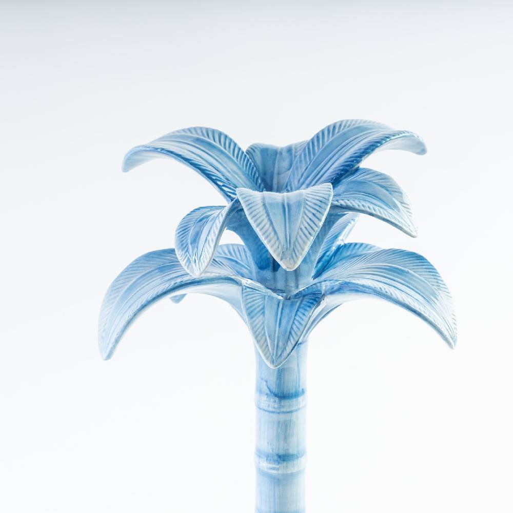 Les Ottomans Handpainted Palm Ceramic Candleholder MARB04