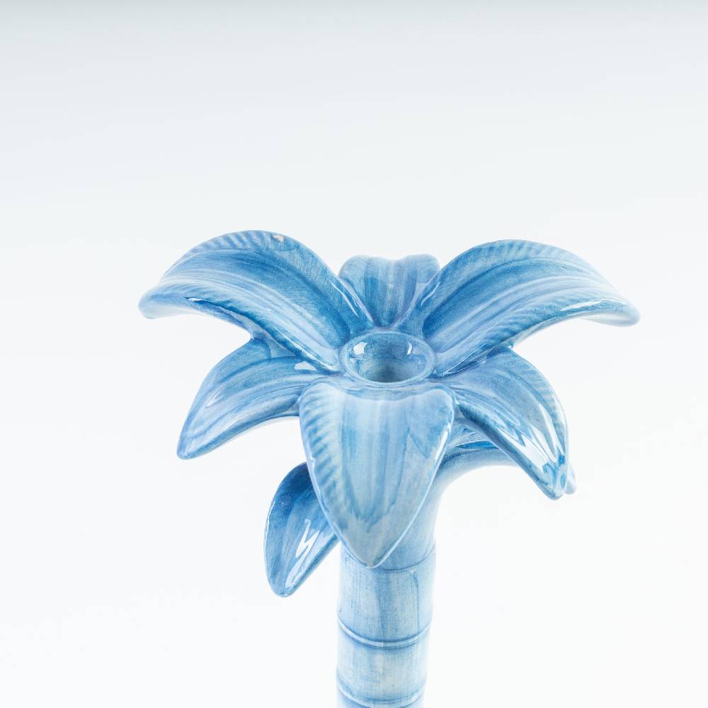 Les Ottomans Handpainted Palm Ceramic Candleholder MARB05