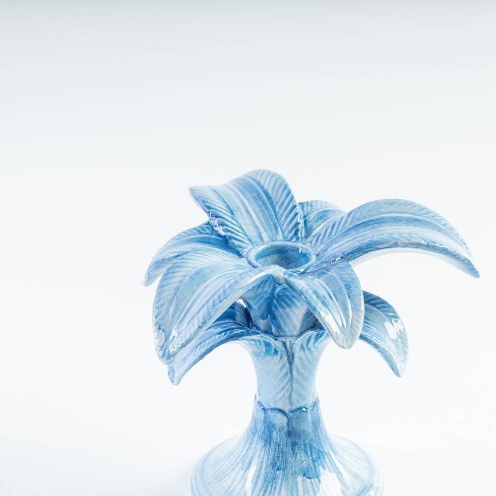 Les Ottomans Handpainted Palm Ceramic Candleholder MARB06