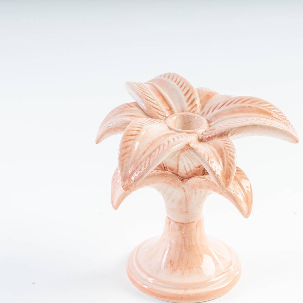 Les Ottomans Handpainted Palm Ceramic Candleholder MARP06