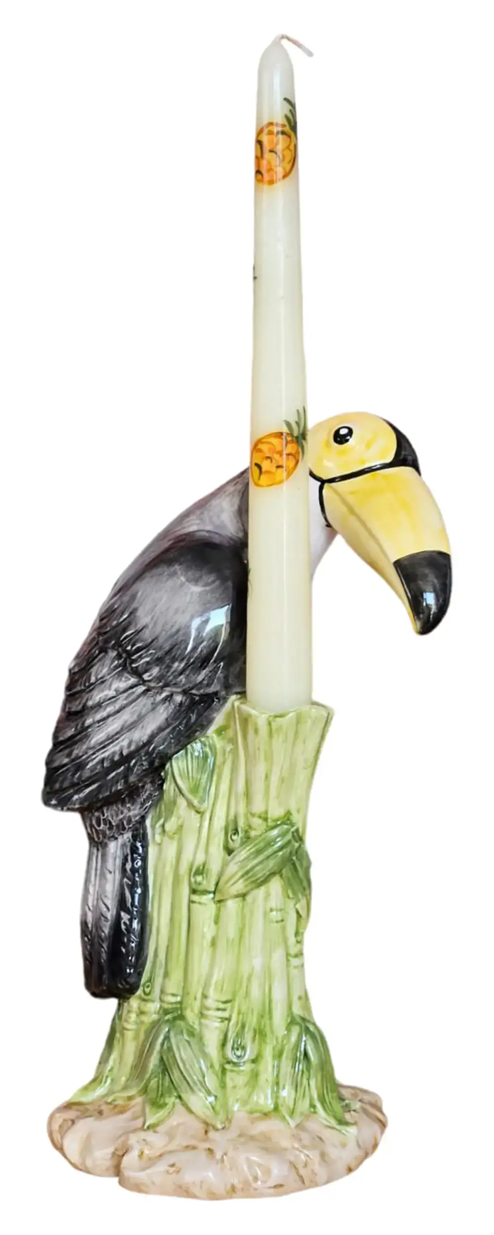 Les Ottomans Handpainted tucan ceramic candleholder MAR90