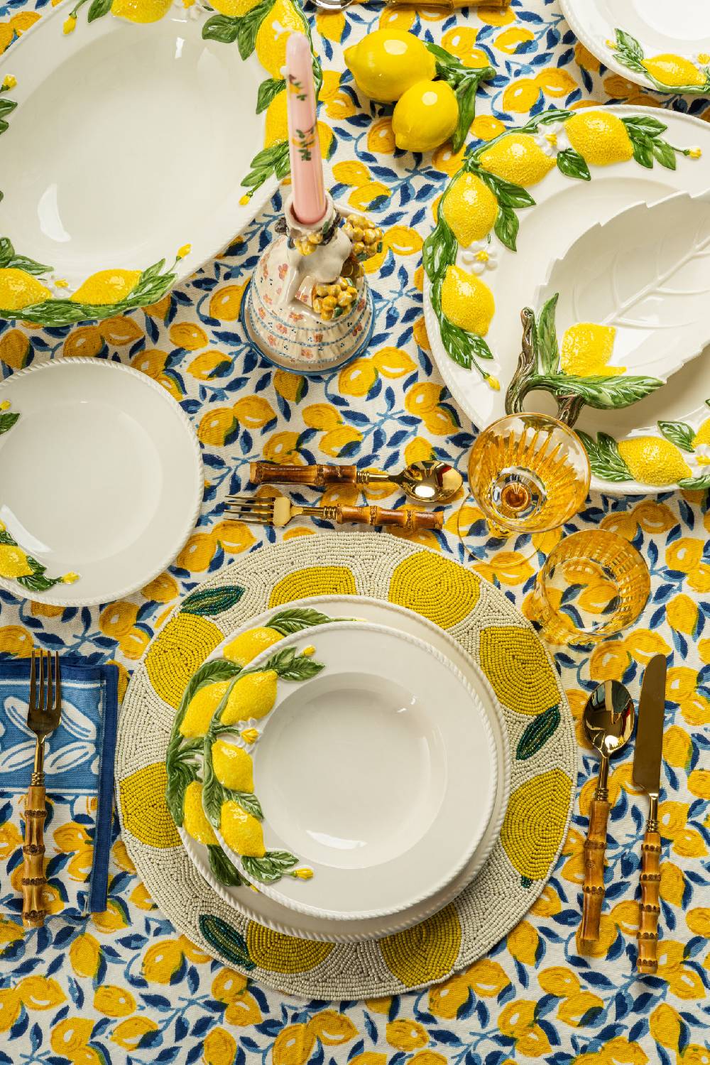 Les Ottomans Lemon Handpainted Ceramic Charger Plate