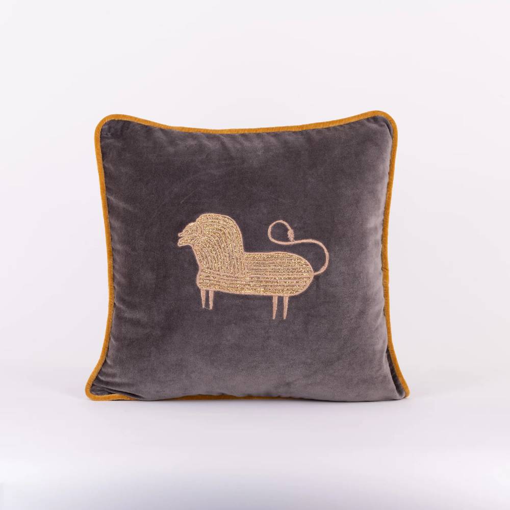 Les Ottomans Embroidered velvet cushion EBC09