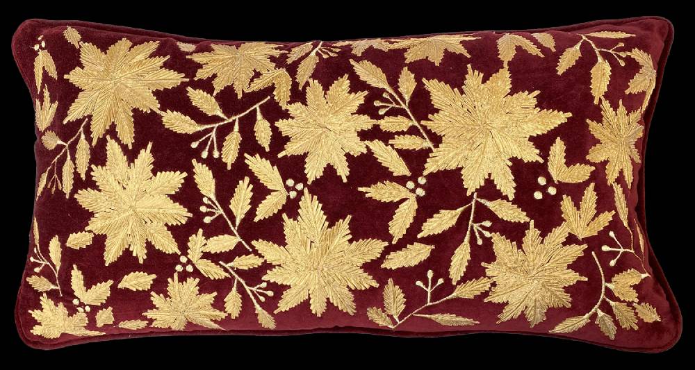 Les Ottomans Embroidered velvet cushion EBC33