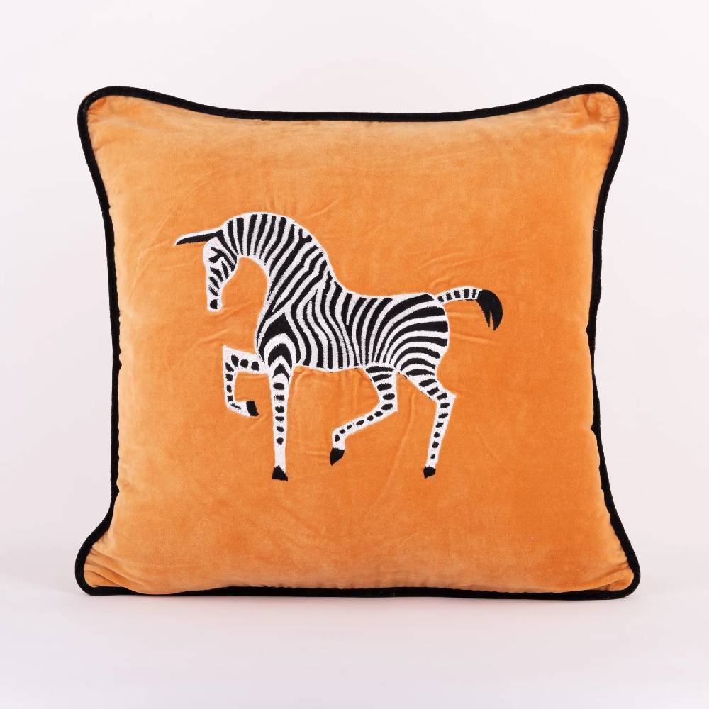 Les Ottomans Embroidered velvet cushion EBC36