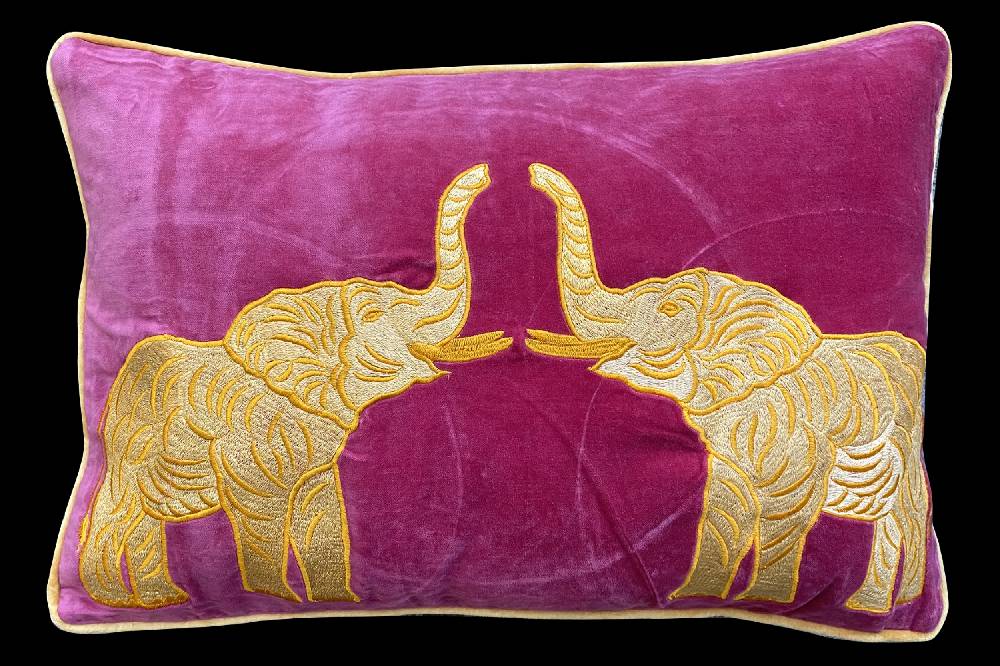 Les Ottomans Embroidered velvet cushion EBC45