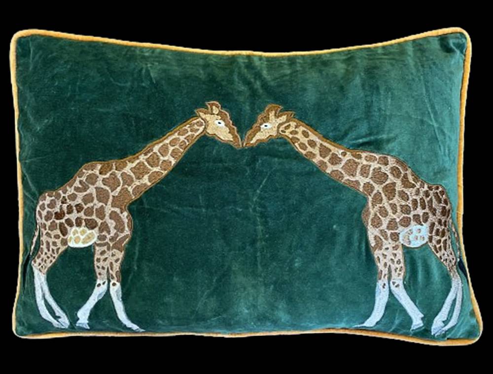 Les Ottomans Embroidered velvet cushion EBC46