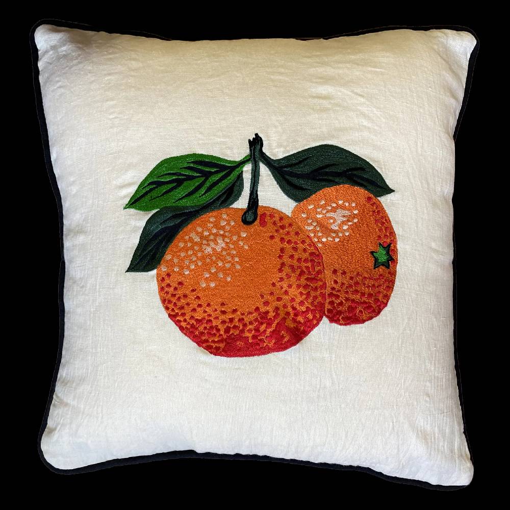 Les Ottomans Hand-embroidered linen cushion EBC52