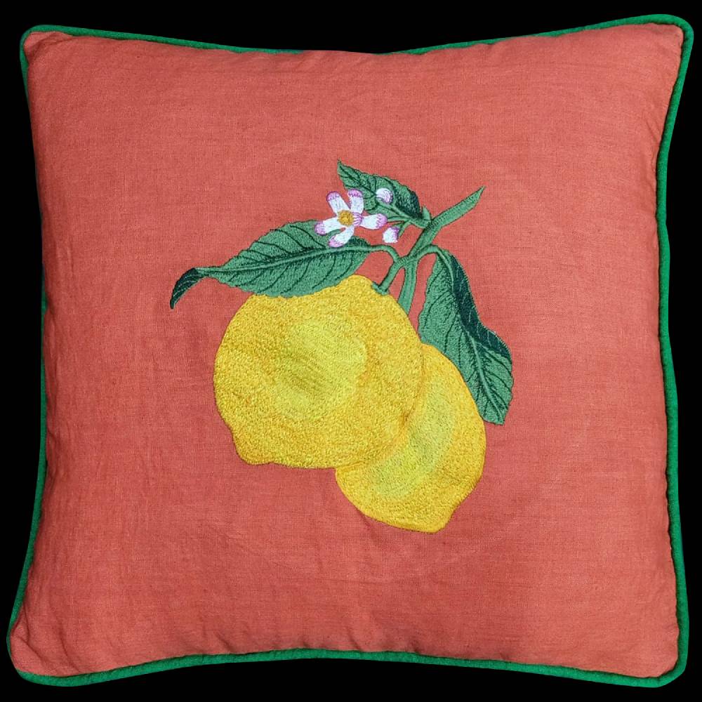 Les Ottomans Hand-embroidered linen cushion EBC54