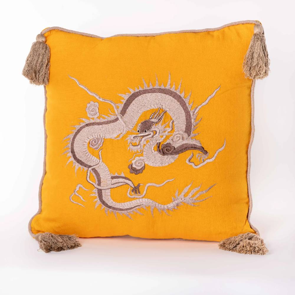 Les Ottomans Hand-embroidered linen cushion EBC55