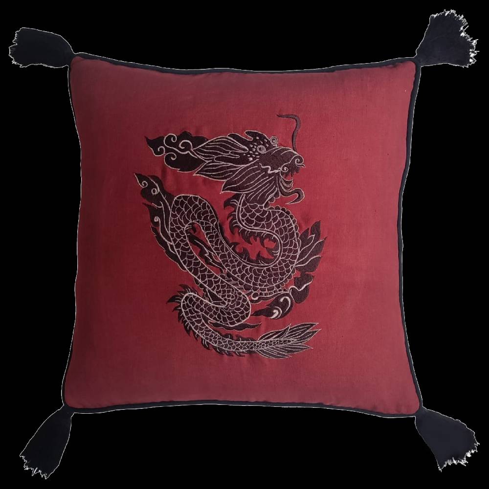 Les Ottomans Hand-embroidered linen cushion EBC56