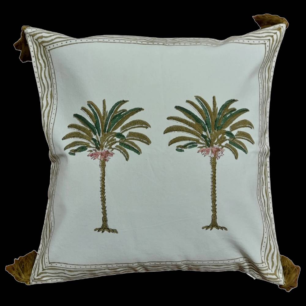 Les Ottomans Hand-printed cotton cushion THC01