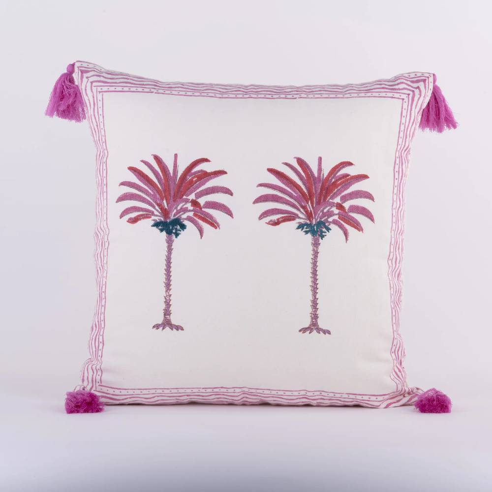 Les Ottomans Hand-printed cotton cushion THC02