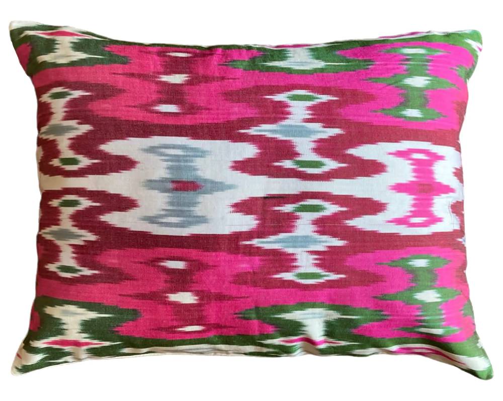 Les Ottomans Ikat silk cushion S330
