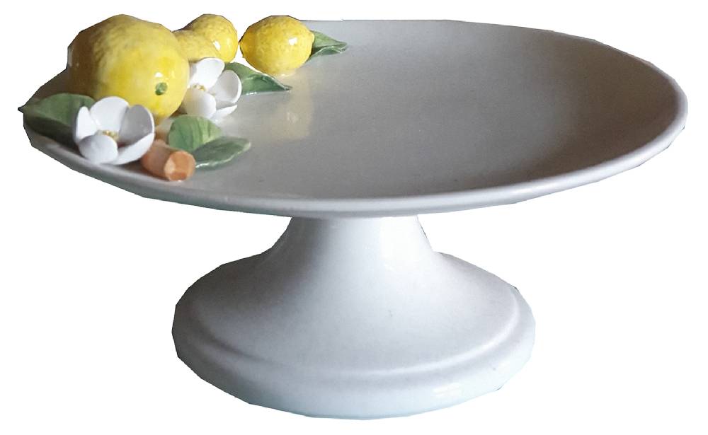 Les Ottomans Lemon handpainted ceramic cake stand