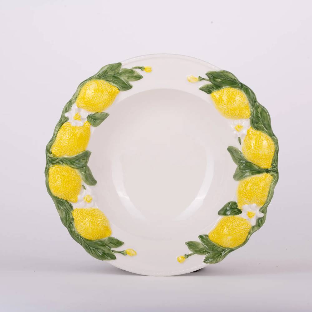 Les Ottomans Lemon handpainted ceramic pasta bowl