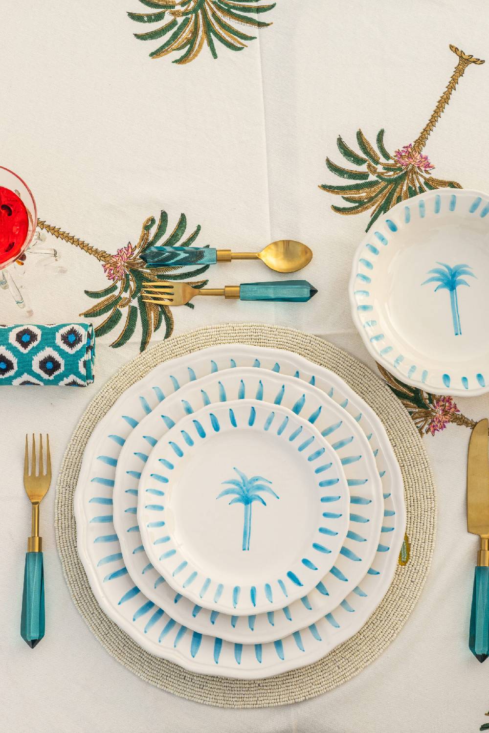 Les Ottomans Palm Handpainted Ceramic Bowl