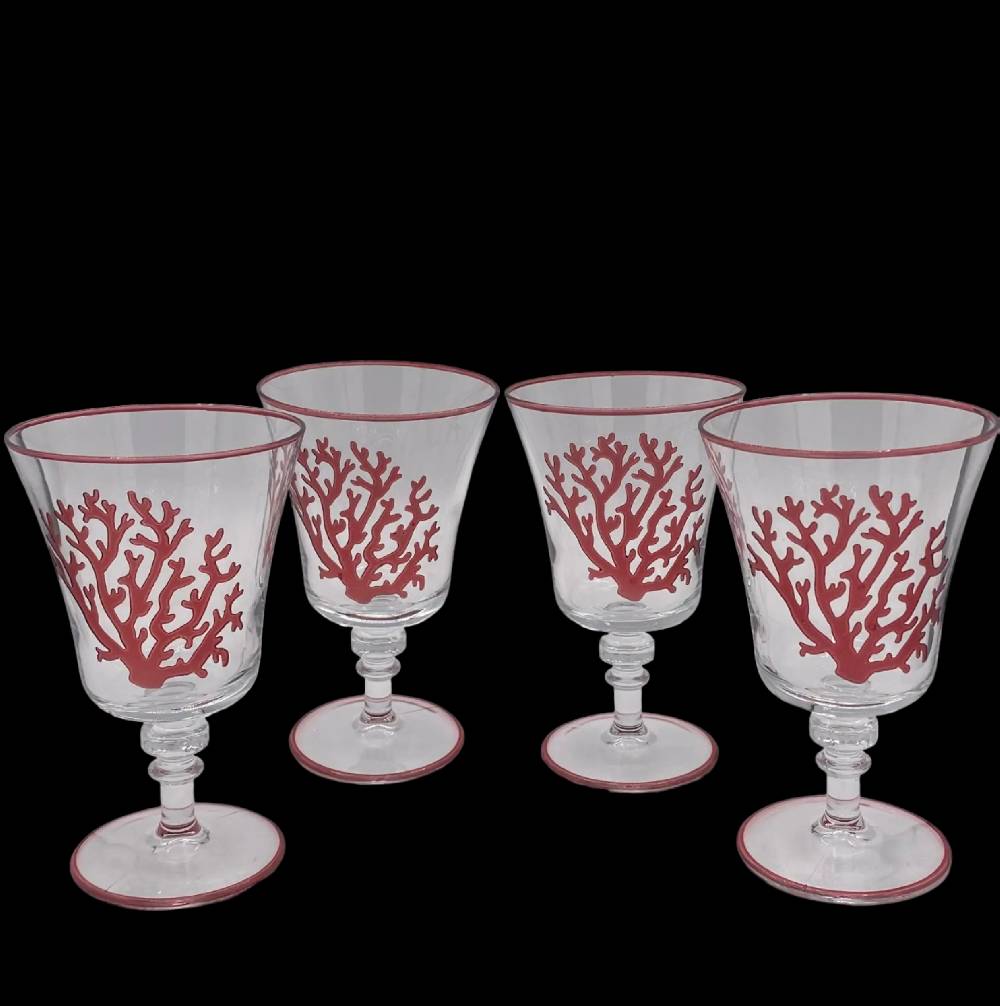 Les Ottomans Set of four coral glasses
