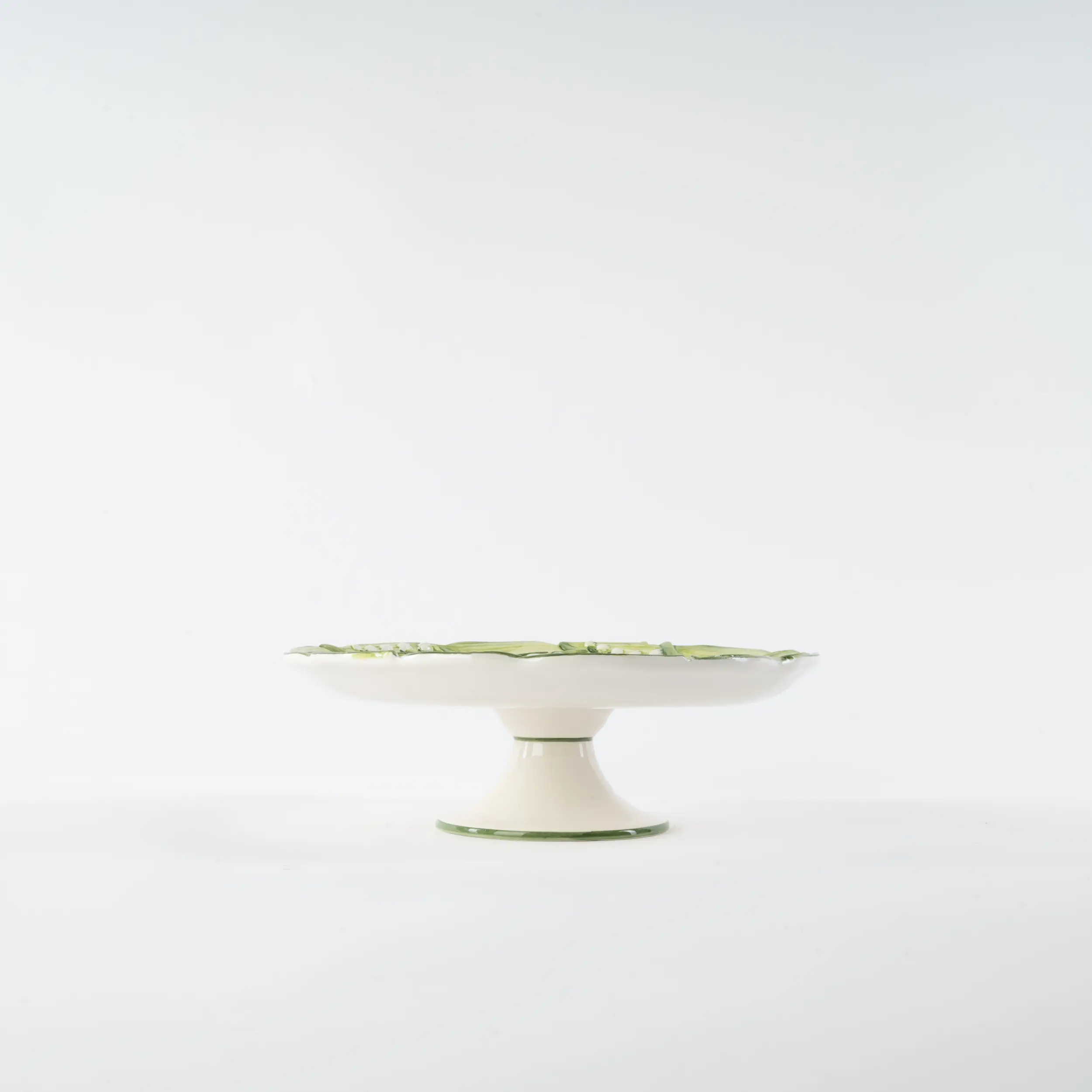 Les Ottomans Lilly Of The Valley Handpainted Ceramic Cake Stand