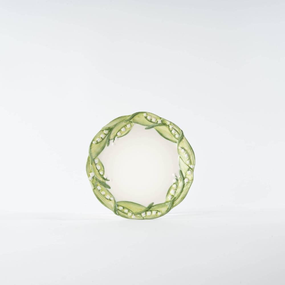 Les Ottomans Lilly of the valley handpainted ceramic dessert plate