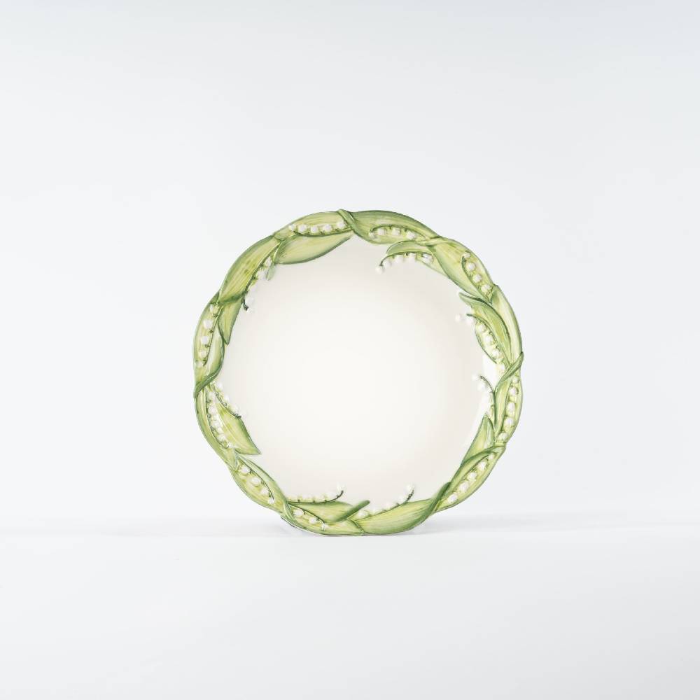Les Ottomans Lilly of the valley handpainted ceramic dinner plate