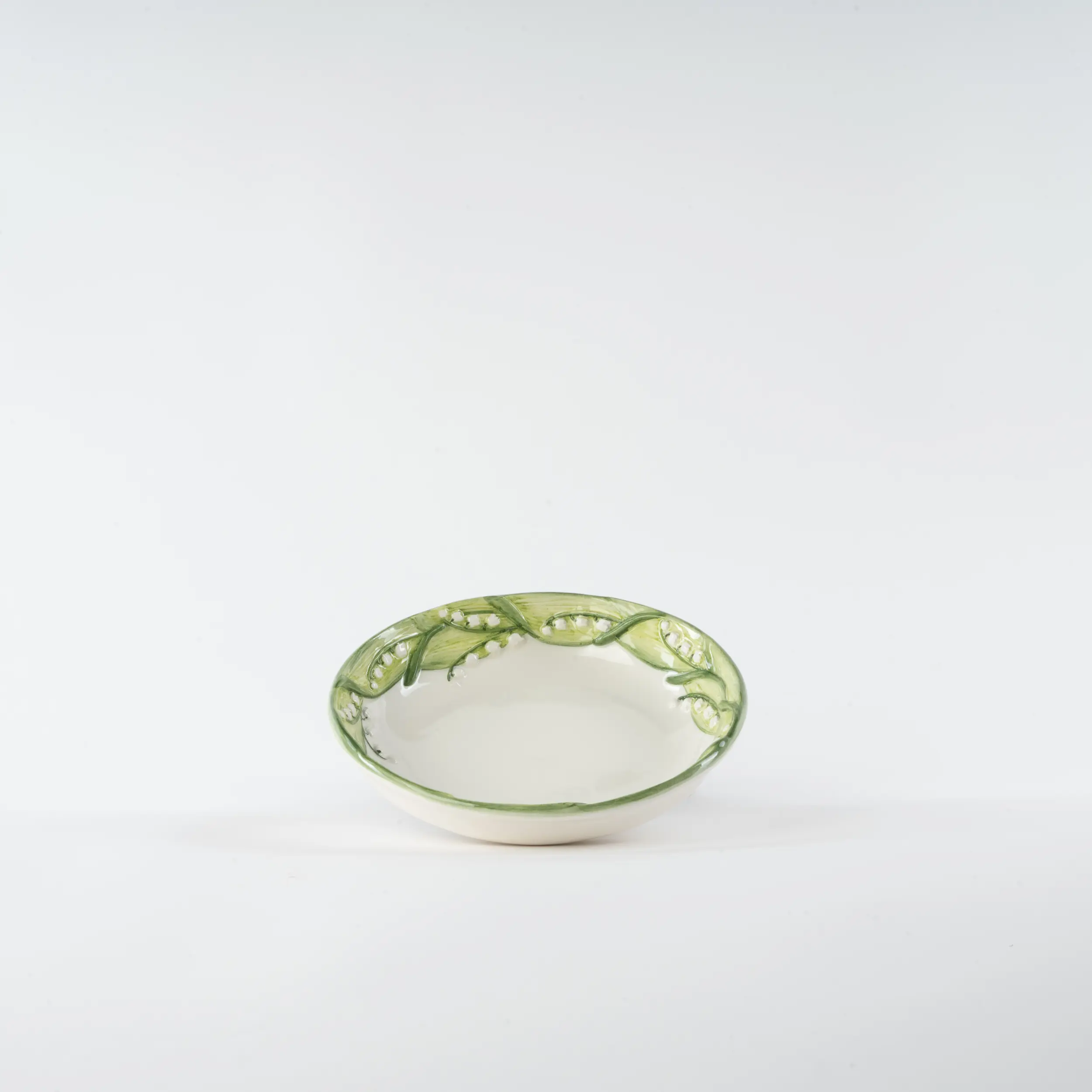 Les Ottomans Lilly of the valley handpainted ceramic pasta bowl