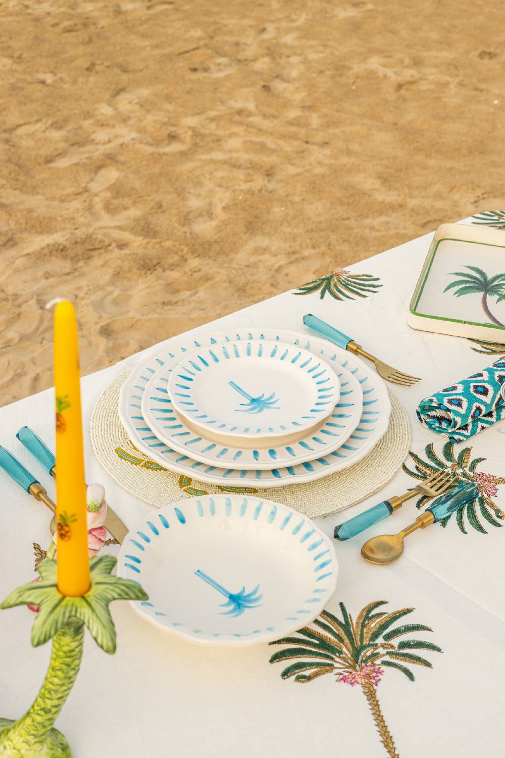 Les Ottomans Palm Handpainted Ceramic Charger Plate