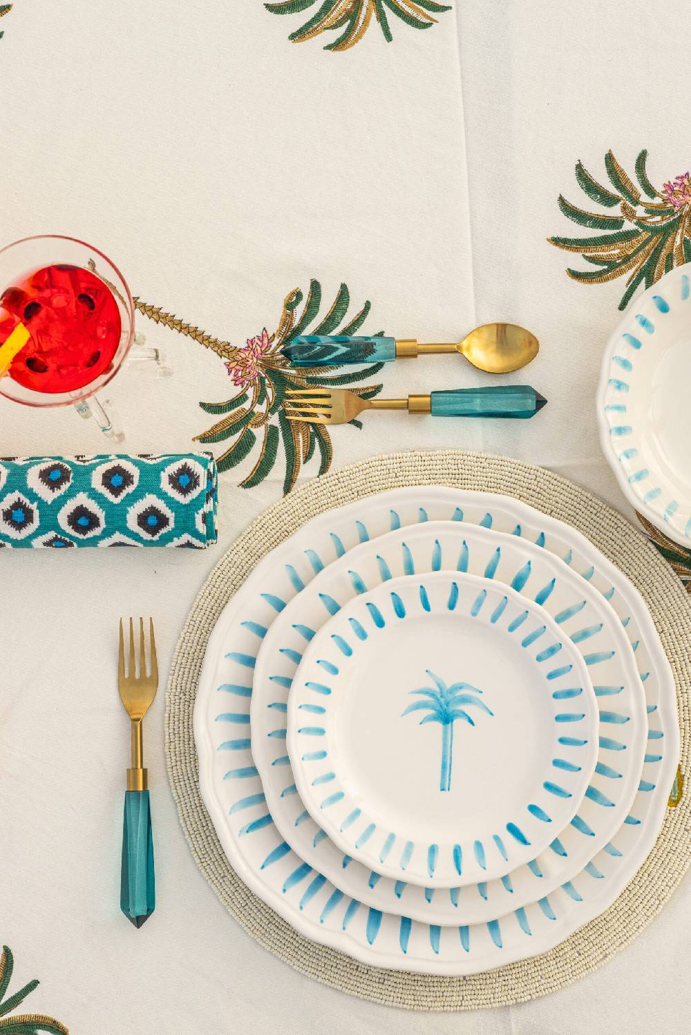 Les Ottomans Palm Handpainted Ceramic Dessert Plate