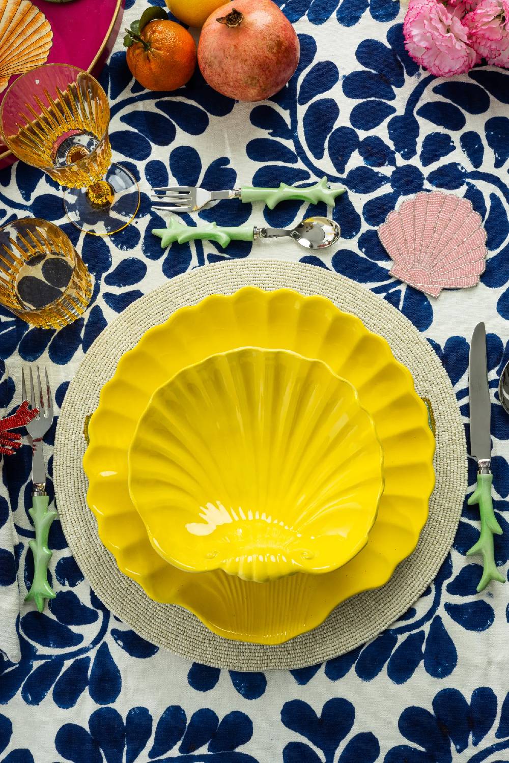 Les Ottomans Shell Handpainted Ceramic Dessert Plate