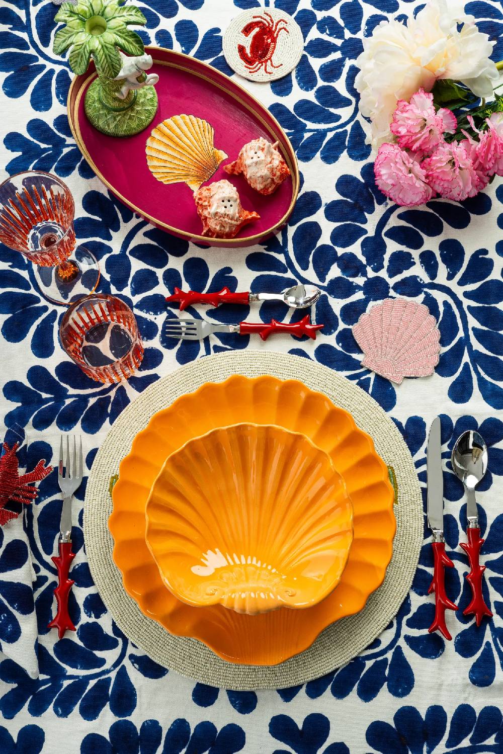 Les Ottomans Shell Handpainted Ceramic Dessert Plate