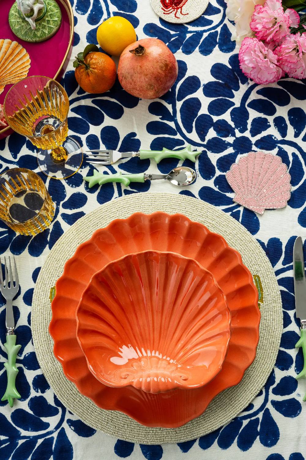 Les Ottomans Shell Handpainted Ceramic Dinner Plate