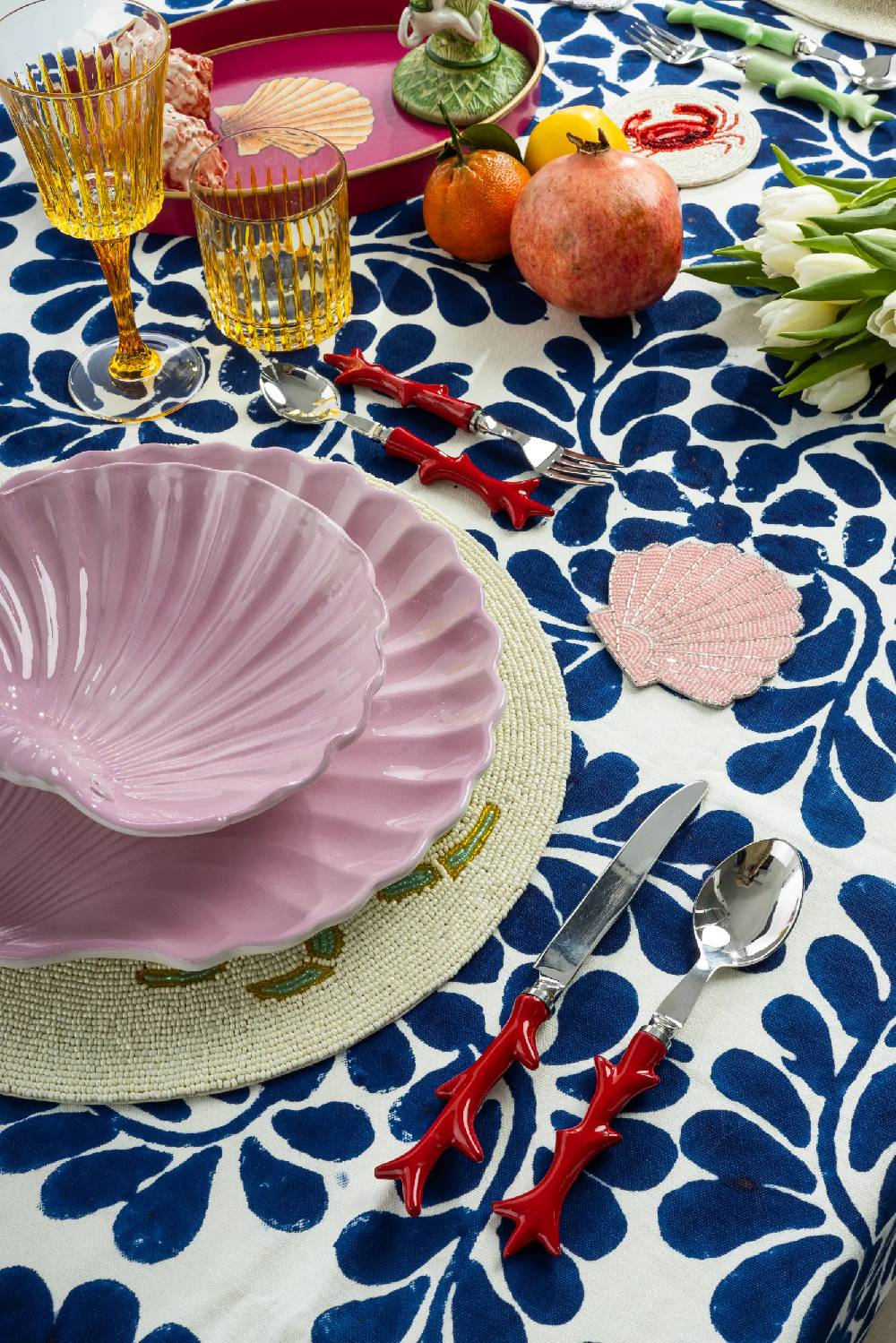 Les Ottomans Shell Handpainted Ceramic Dinner Plate