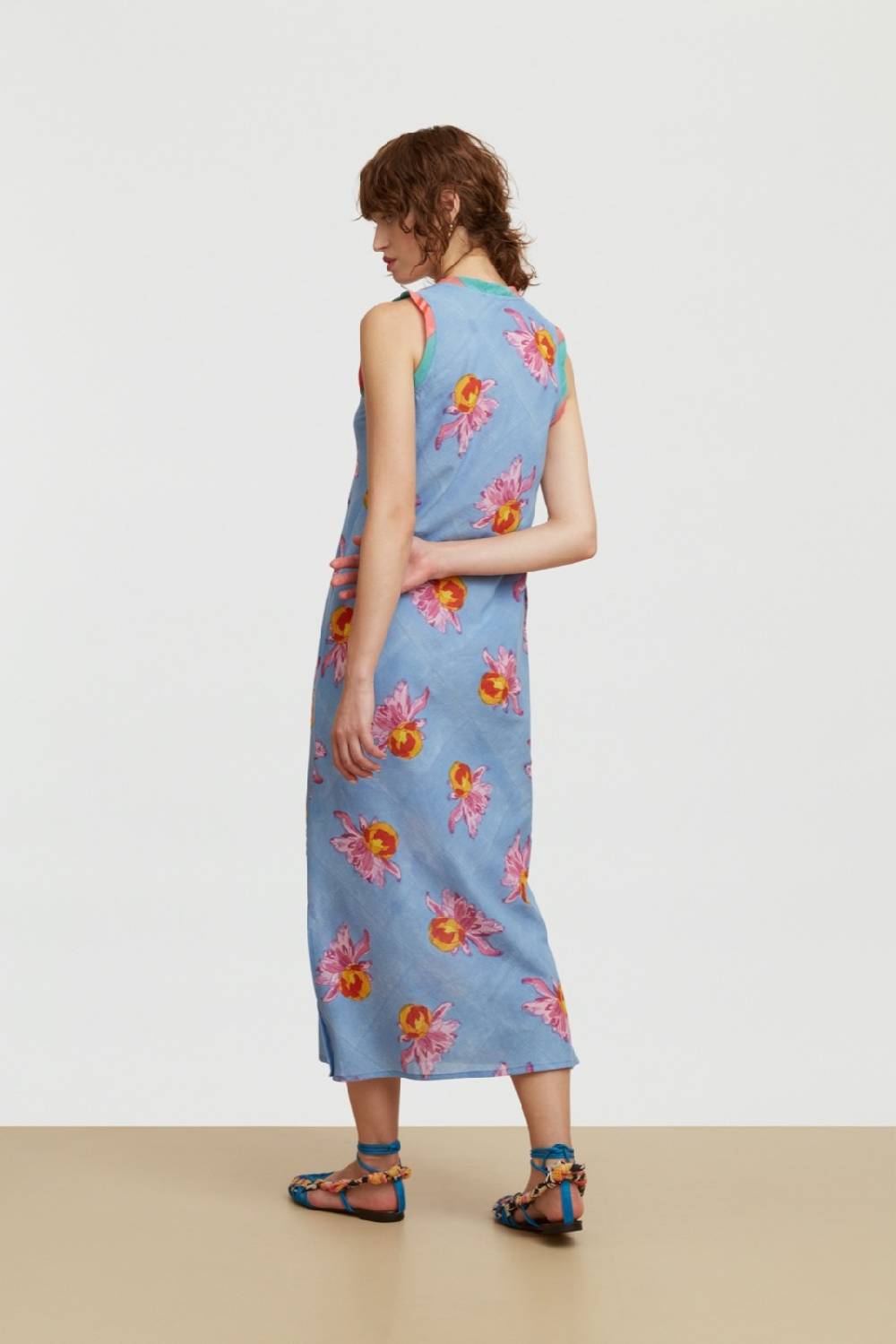 Lisa Corti Abito Cheack Arabesque Flower Light Blue