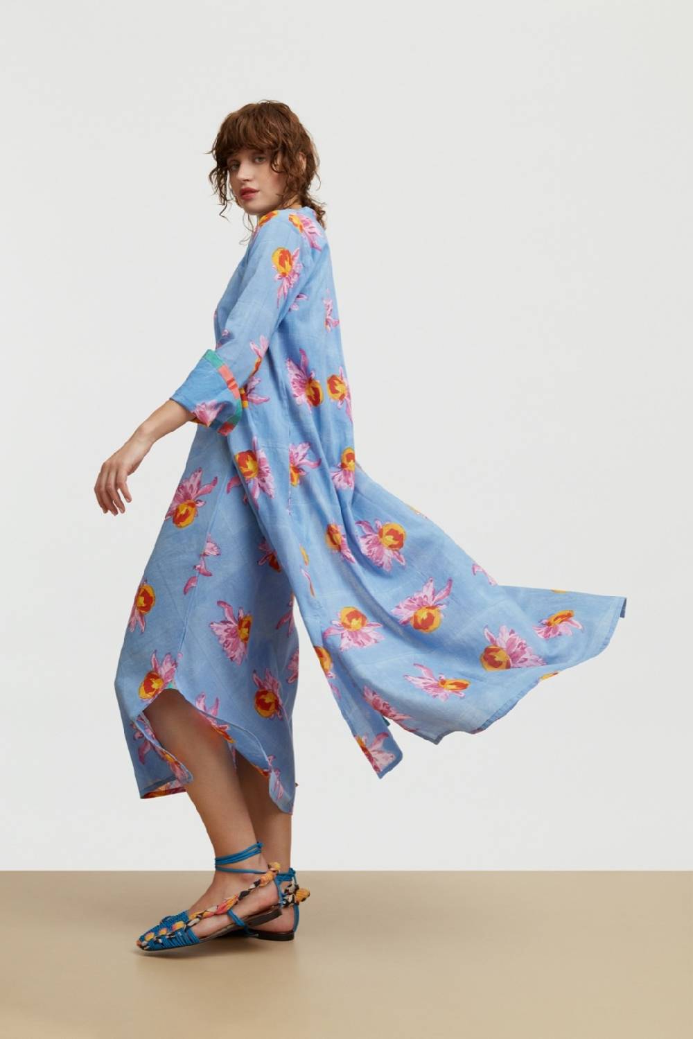 Lisa Corti Abito Cheack Arabesque Flower Light Blue