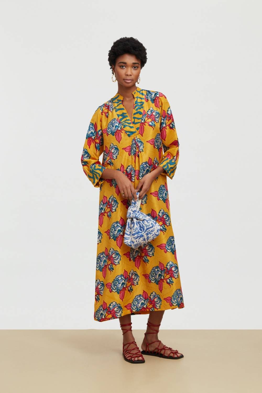 Lisa Corti Borsa Knot Reversibile Abhanery Damasque Blue