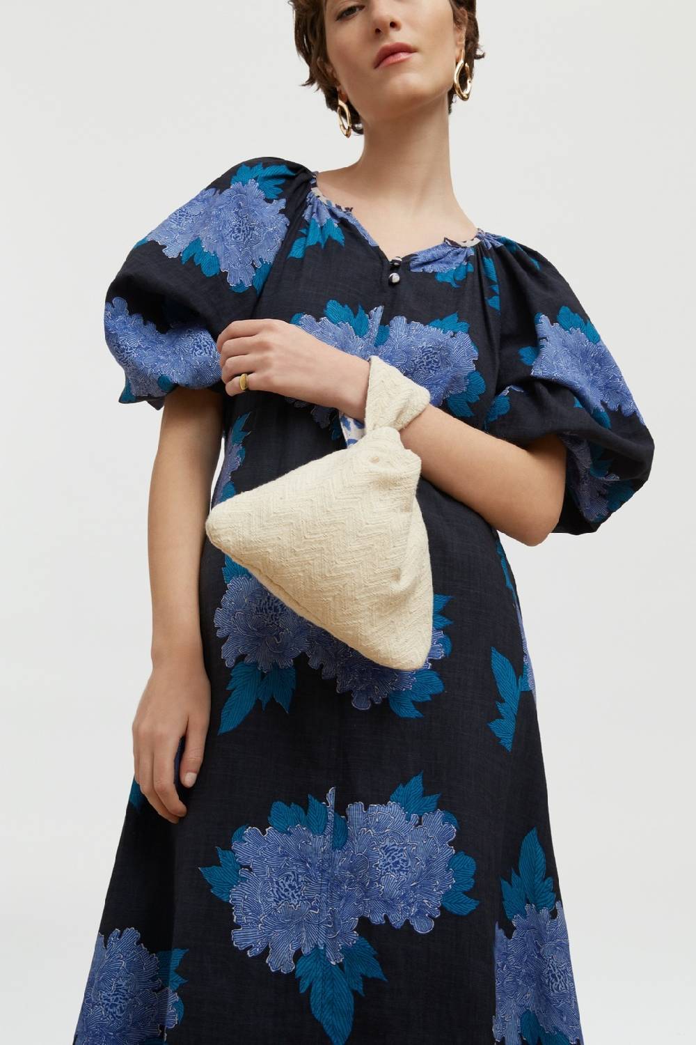 Lisa Corti Borsa Knot Reversibile Abhanery Damasque Blue