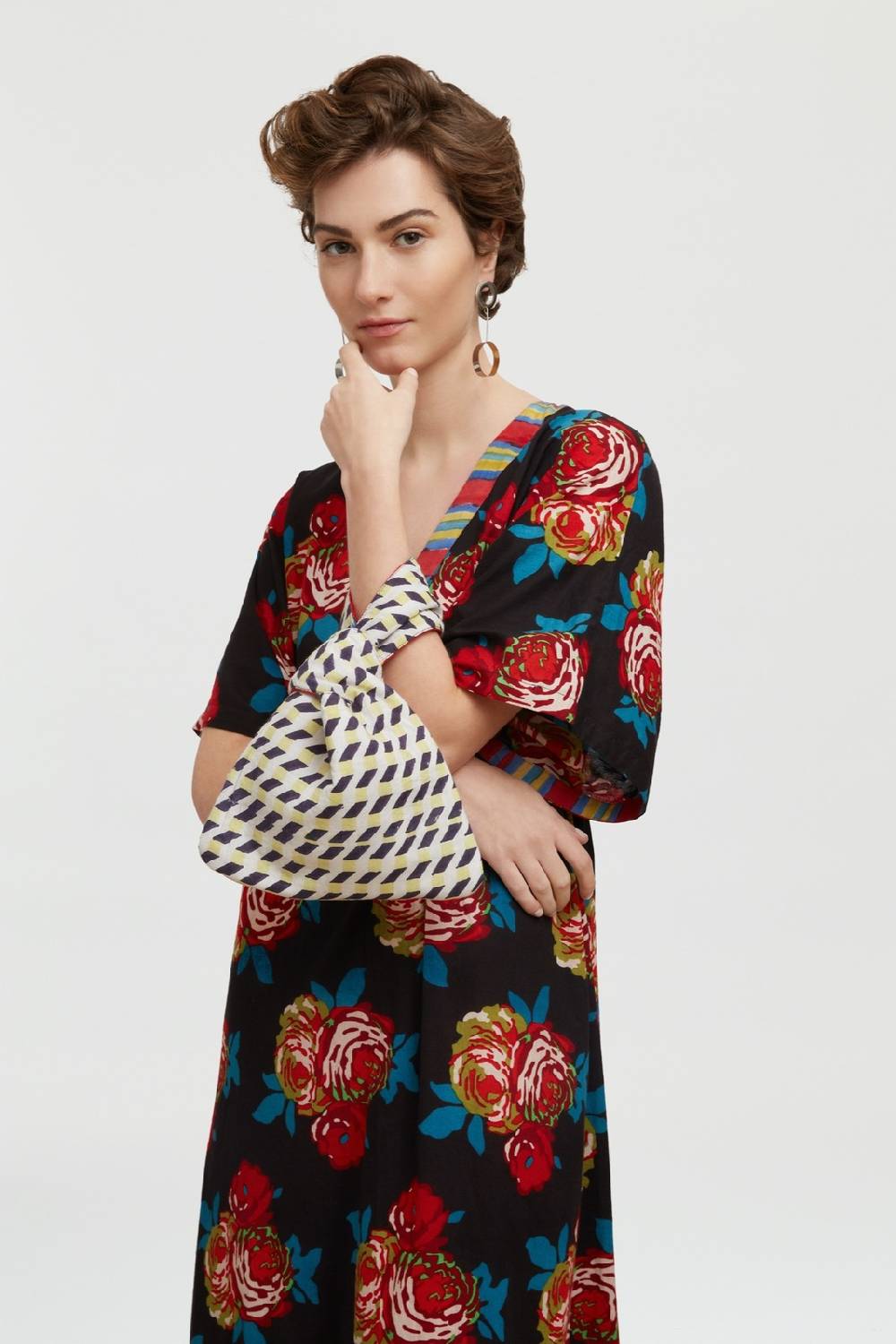 Lisa Corti Borsa Knot Reversibile Cubist Rose Peacock