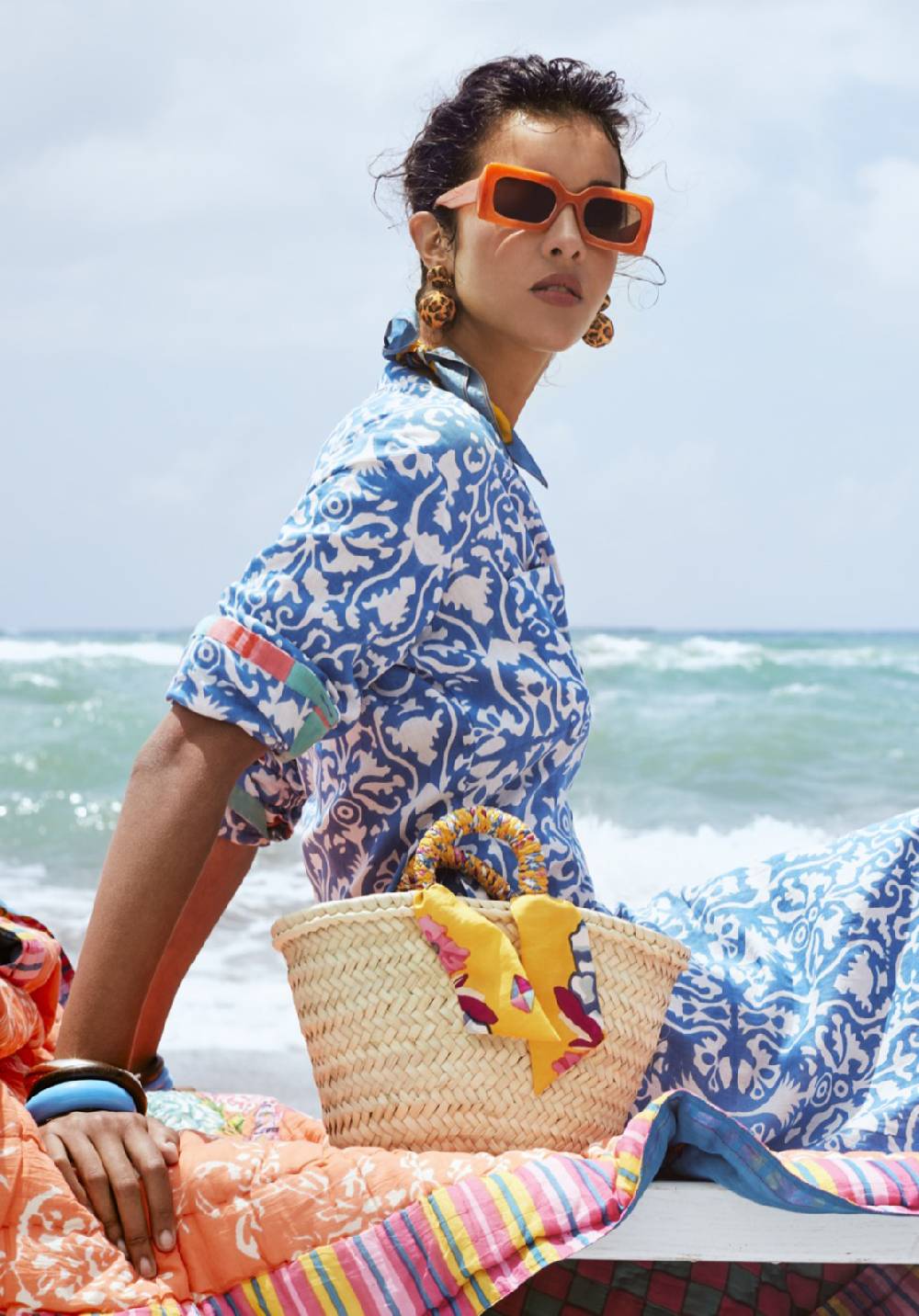 Lisa Corti Borsa Mercato In Paglia Oro Rebecca De Ravenel X Lisa Corti