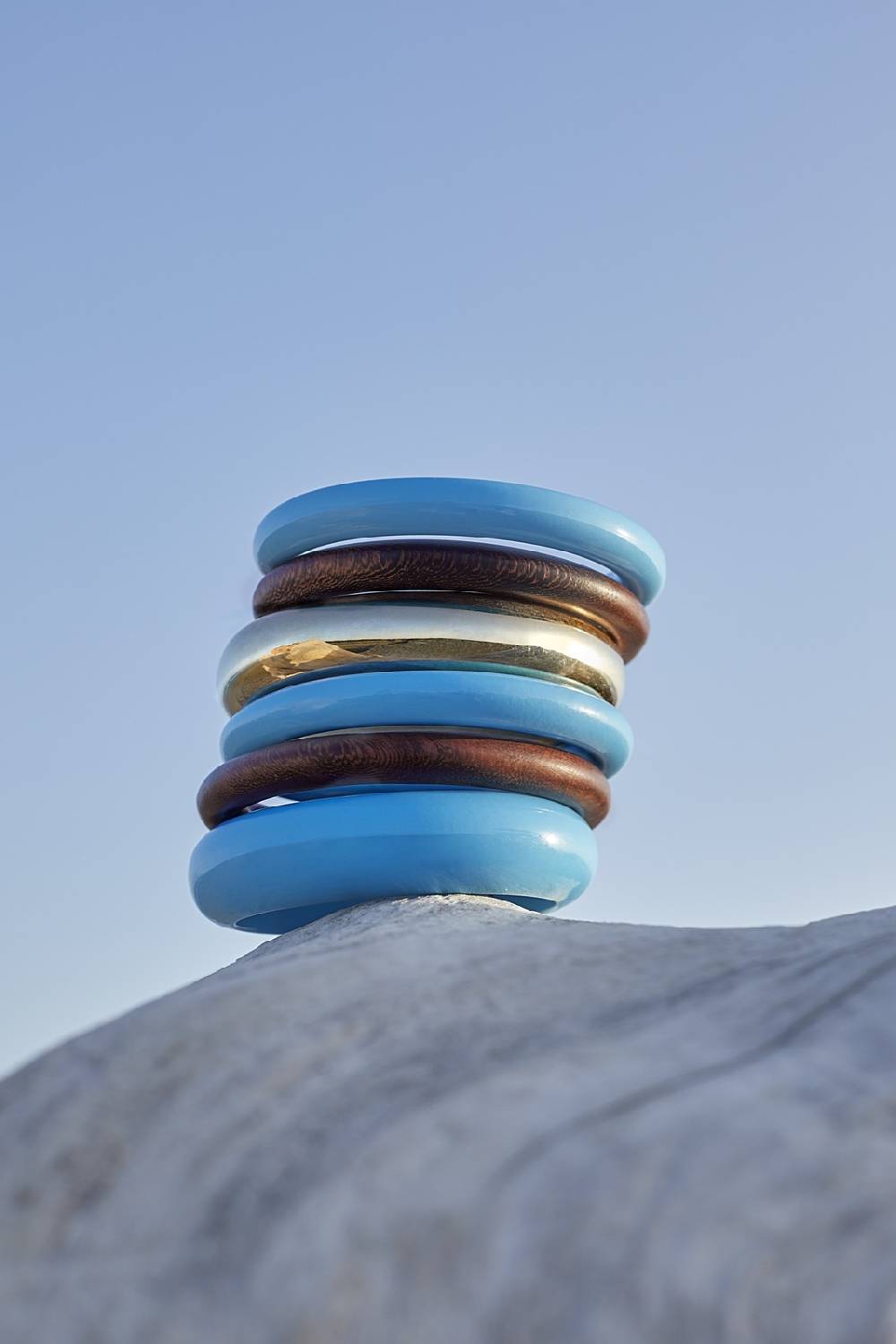 Lisa Corti Braccialetti In Legno Scuro Oro Set Di 3 Rebecca De Ravenel X Lisa Corti