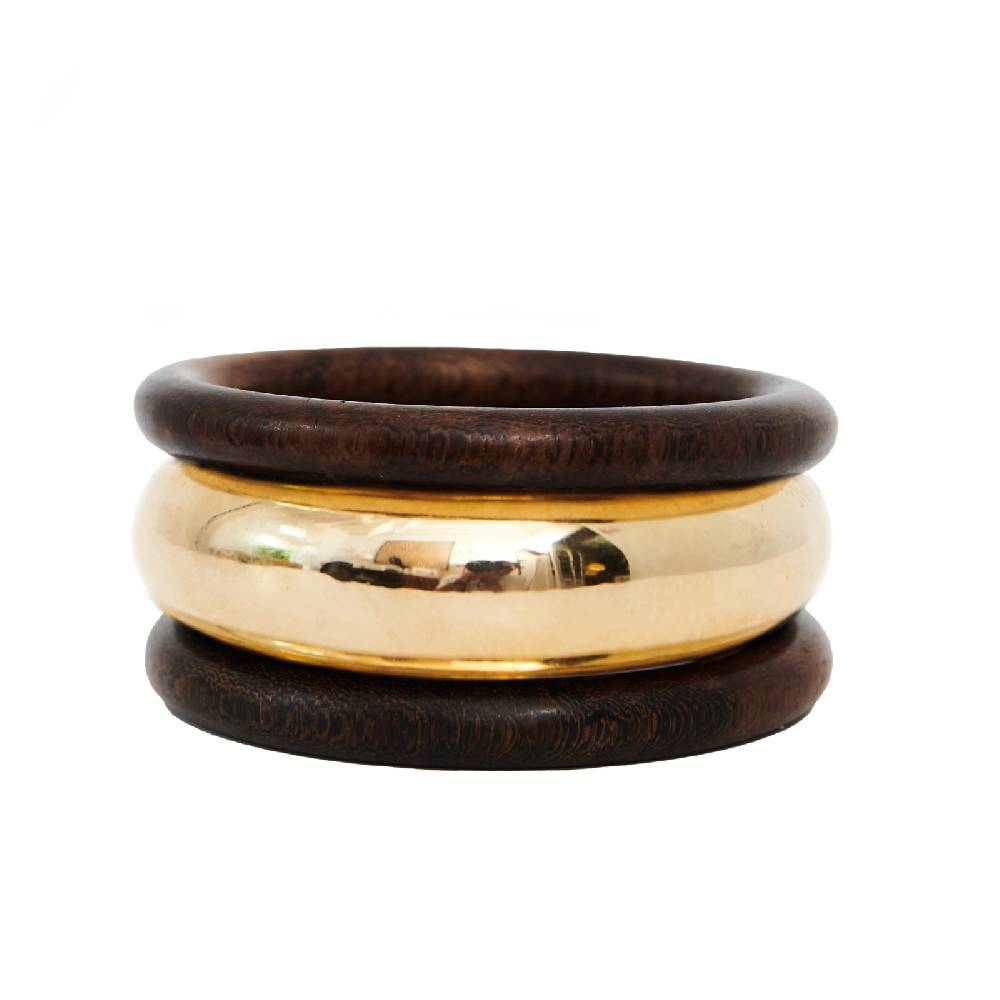 Lisa Corti braccialetti in legno scuro oro set di 3 rebecca de ravenel x lisa corti