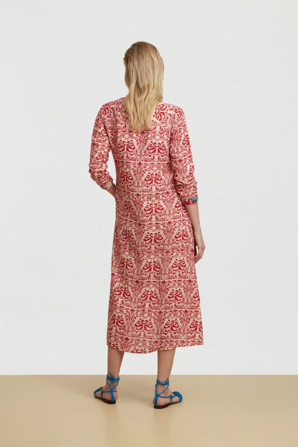 Lisa Corti Caftano Lungo Aperto Tangeri Damask Natural